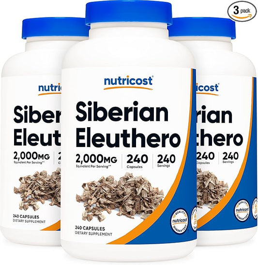 Nutricost Siberian Eleuthero 500mg, 240 Capsules (3 Bottles)