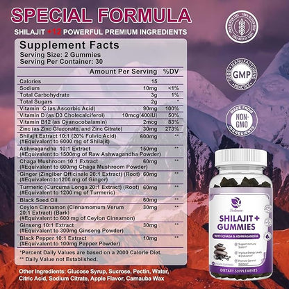 (2 Pack) Shilajit Gummies, Pure Himalayan D3 B12 B12 &