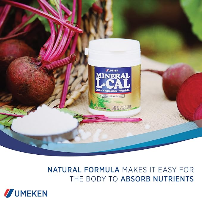 Umeken Mineral L-Cal Supplement, Small Bottle, 2 Month D3 and 130g, 1300 1300 Balls 2)
