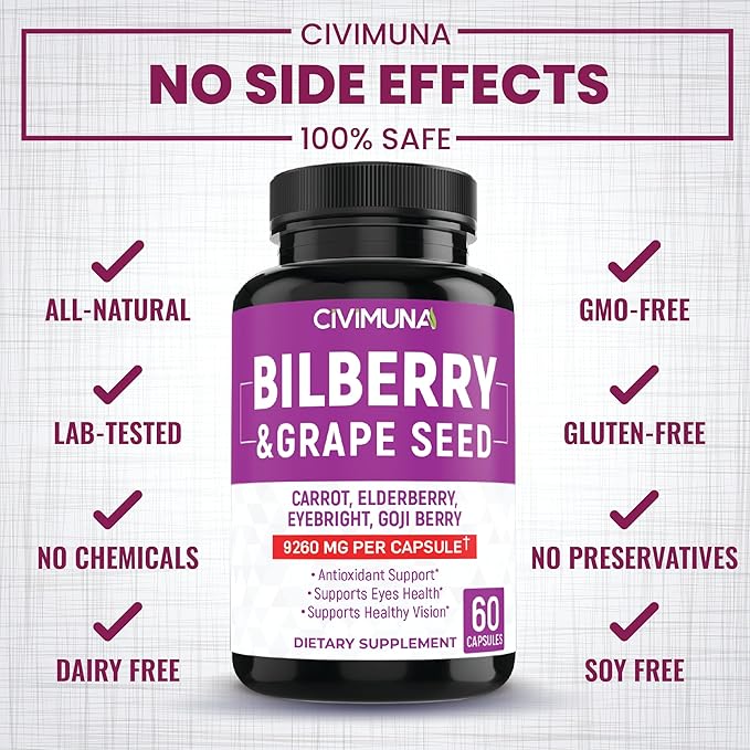 (2 Packs) Bilberry Capsules 9260mg 4 Months