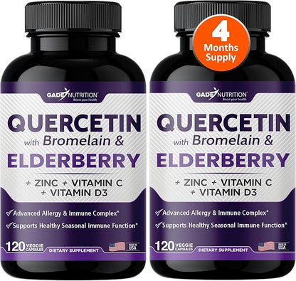 Quercetin with Vitamin C and Zinc 500mg - D3 - 6 in 1 Daily 4 Months