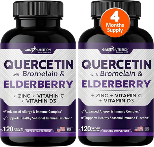 Quercetin with Vitamin C and Zinc 500mg - D3 - 6 in 1 Daily 4 Months