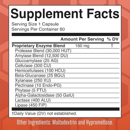 MaryRuth Organics Gluten Enzymes Capsules 2 Month 60 Count