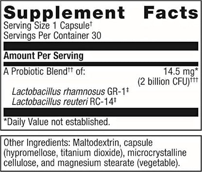 Metagenics UltraFlora Women's Probiotics for Vaginal Health GR-1 reuteri RC-14 - 30 Count