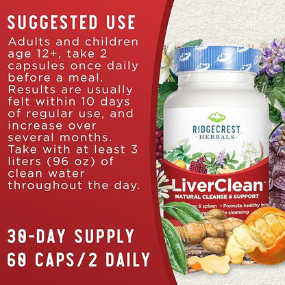 Ridgecrest Herbals LiverClean, Herbal Liver Support (60 Caps, 30 Serv)