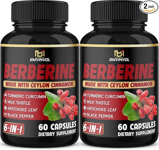 (2 Packs) Berberine Supplement Plus Ceylon 120 Capsules 4 Months