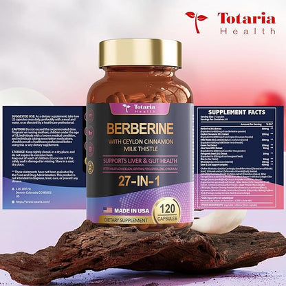 27-in-1 Berberine Supplement with Ceylon Cinnamon, 6000mg - 120 Caps