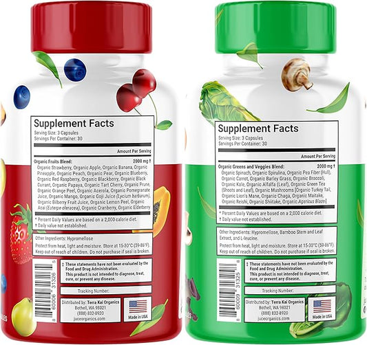 Júce Super Fruits & Super Veggies Capsules 23 Fruits 23 Vegetables 180 Count