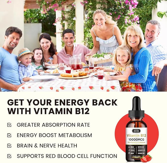 Vitamin B12 Complex 10000 mcg B-12 Drops Metabolism(2 Pack)