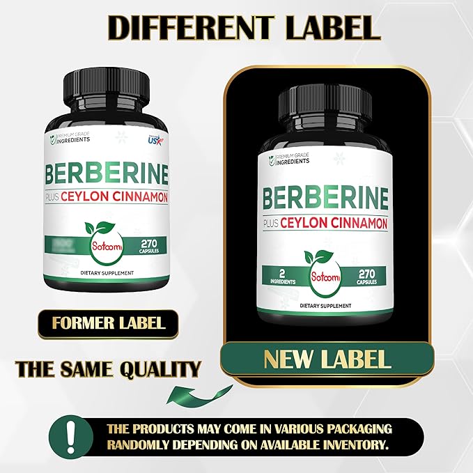 Berberine with Ceylon Cinnamon Supplement 1500mg Extra 270 Capsules