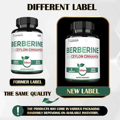 Berberine with Ceylon Cinnamon Supplement 1500mg Extra 270 Capsules