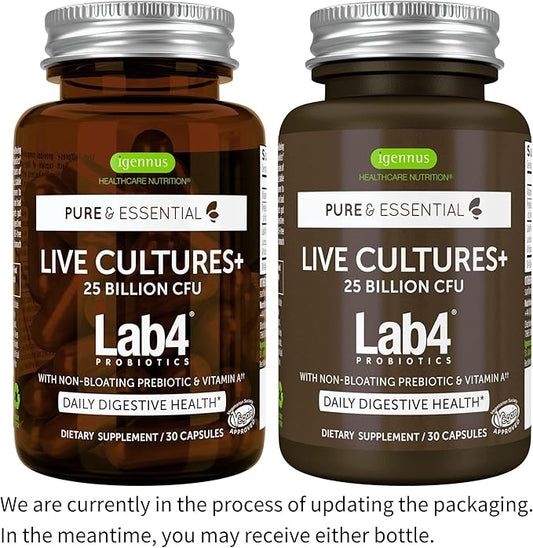 Live Cultures+ Lab4 Probiotics & Prebiotic, 25 Billion 6 x 30 Capsules,
