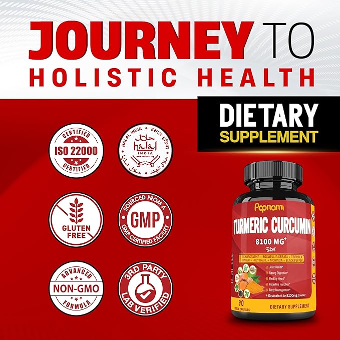 Turmeric Curcumin Extract Capsules 8100mg - 90 Counts 3 Month
