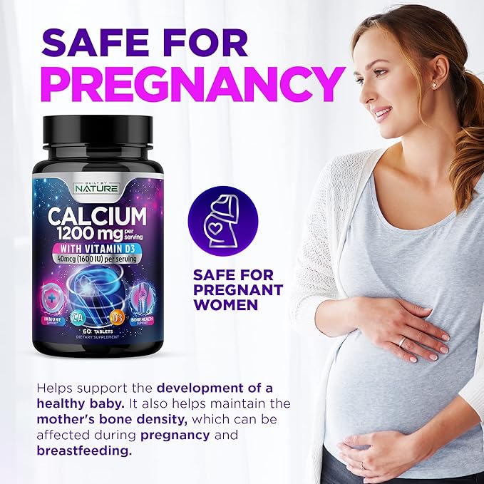 Calcium 1200mg with Vitamin D3 1200 mg 1600 IU D3, Slow 60 Tablets