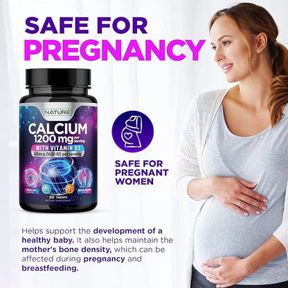 Calcium 1200mg with Vitamin D3 1200 mg 1600 IU D3, Slow 60 Tablets
