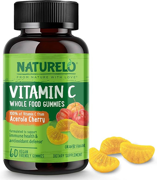 NATURELO Whole Food Vitamin C Gummies, 60 Vegan-Friendly