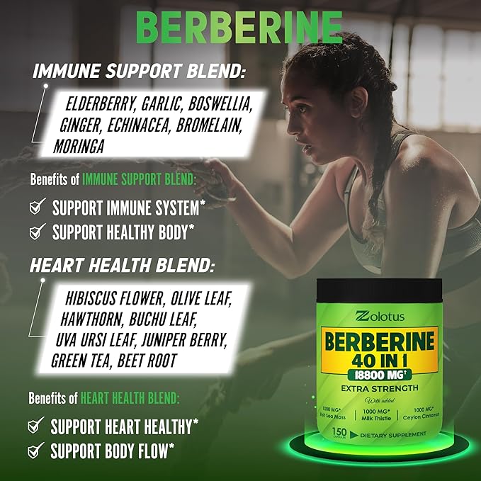 Zolotus 18800mg Berberine Supplement 40 in 1, with