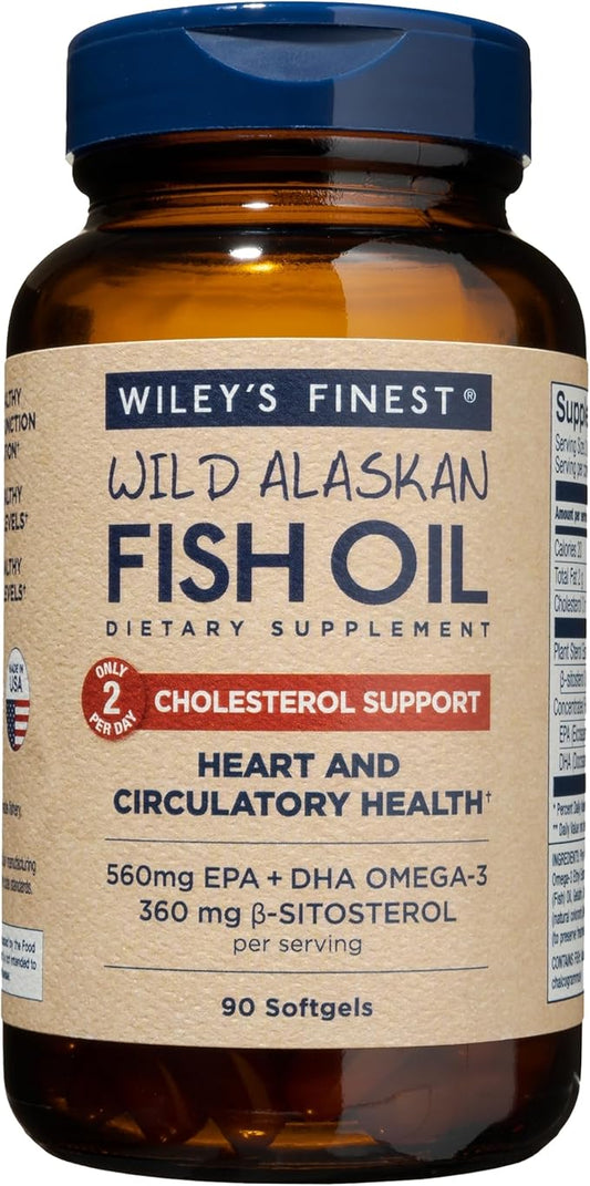 Wiley's Finest Wild Alaskan Fish Oil 560mg Omega-3s Omega-3s - 90 Softgels (45 Servings)