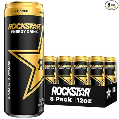 Rockstar Energy Drink, Original, 12oz Sleek Cans (Pack of 8)