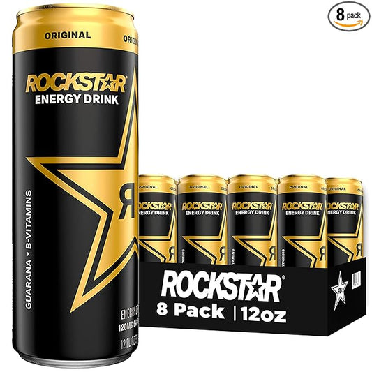 Rockstar Energy Drink, Original, 12oz Sleek Cans (Pack of 8)