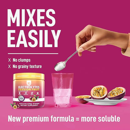 Keppi Keto Hydration Electrolytes - Passionfruit - Electrolyte Powder no Sugar - Sips Like Sunshine - Keto Electrolytes Powder - Electrolytes Powder Sugar Free - Electrolytes Powder