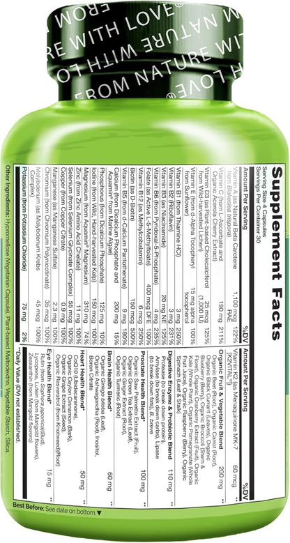 NATURELO Whole Food Multivitamin for Men 50+ 120 Capsules