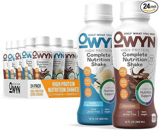 OWYN Only What You Need Protein Shake, High Protein Complete Nutrition Drink, Chocolate Vanilla, 12 Fl Oz (24 Pack)