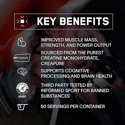 BARE PERFORMANCE NUTRITION, BPN Pure Creatine Monohydrate Powder by Creapure, 5g of Creatine per Serving, Supports Muscle Growth, Unflavored Creatine Powder, 60 Servings