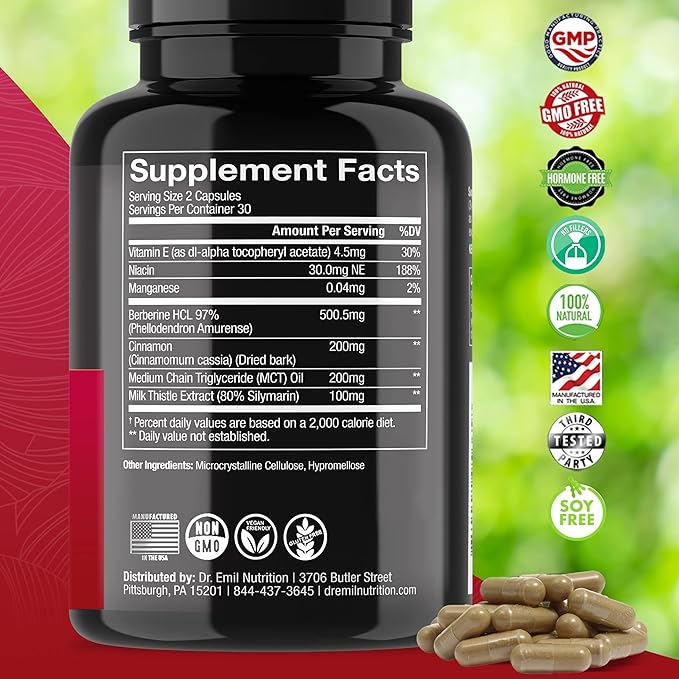 Dr. Emil Berberine 500mg Capsules 30-Day Supply