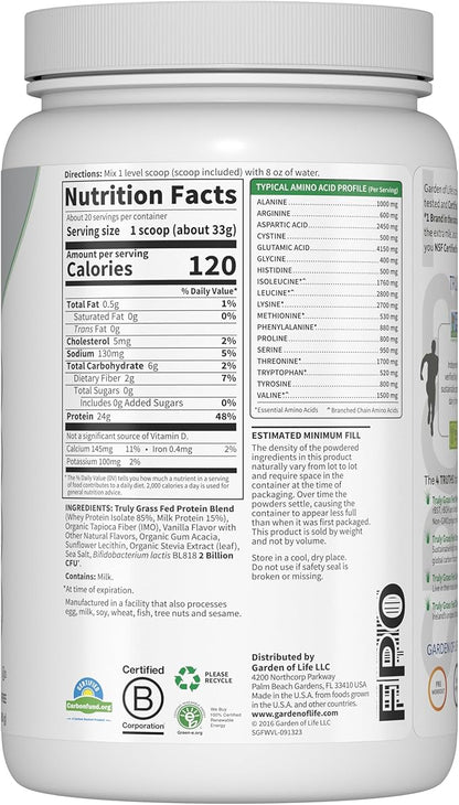 Garden of Life SPORT Whey Protein 24g Protein, 20 Servings