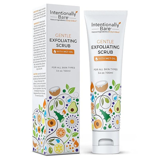 Intentionally Bare Gentle Face Scrub - Pro-Aging Facial Scrub with MCT Oil - Exfoliator for Women's Dry Skin - All Skin Types - 3.4oz