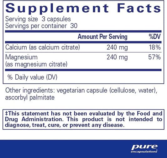 Pure Encapsulations Calcium Magnesium (Citrate) 240 g 240 g 90 Capsules