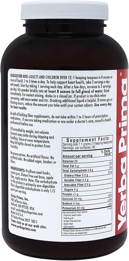 Yerba Prima Soluble Fiber Formula Powder, 12 Ounce