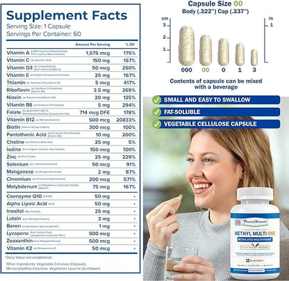 Power By Naturals Methyl Multi One B12 for 60 Capsules, 2 Month