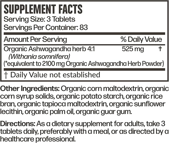 Futurebiotics Certified Organic Ashwagandha Stress Mood 250 Organic