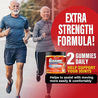 Sugar Free Glucosamine Chondroitin Gummgies, Extra 1500mg with (90 Count)