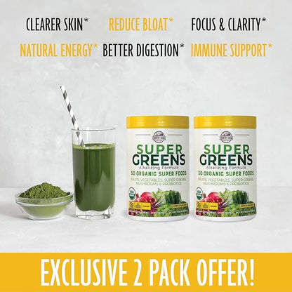 COUNTRY FARMS Super Greens Apple Banana 40 Servings, 2 Pack