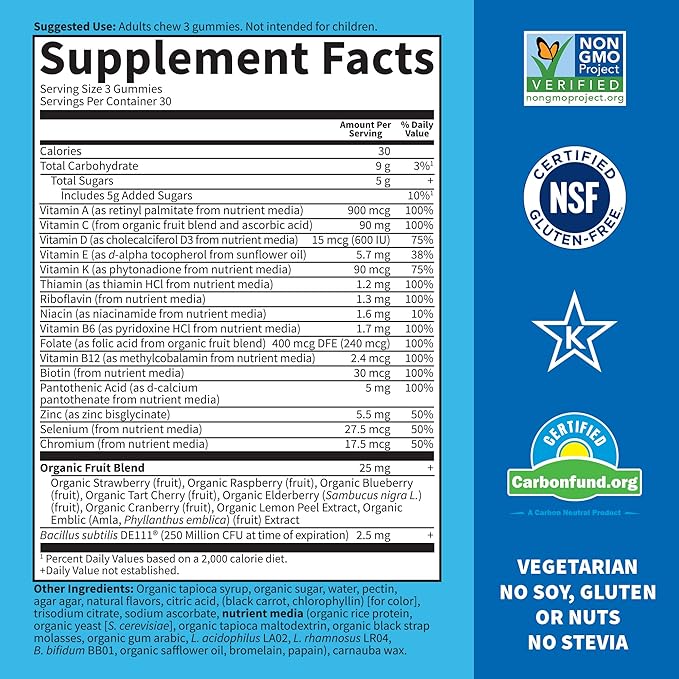 Garden of Life Men’s Multivitamin Gummy:Vitamins Code,Non-GMO,Gluten-Free,90 Lemon 30 Day