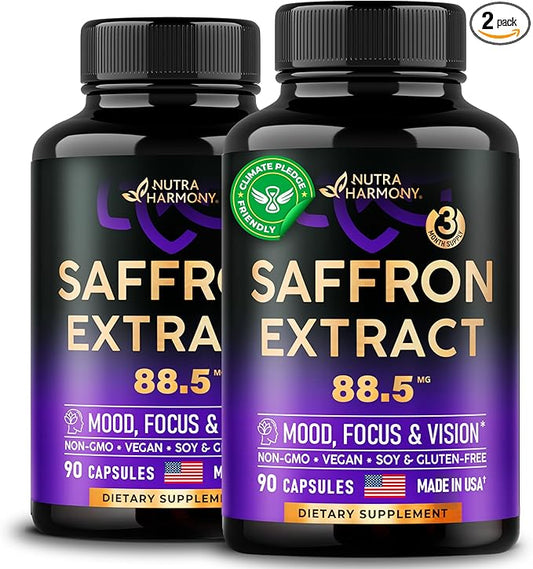 Natural Saffron Supplements 88.5 mg 90 Caps, 3 Month 2