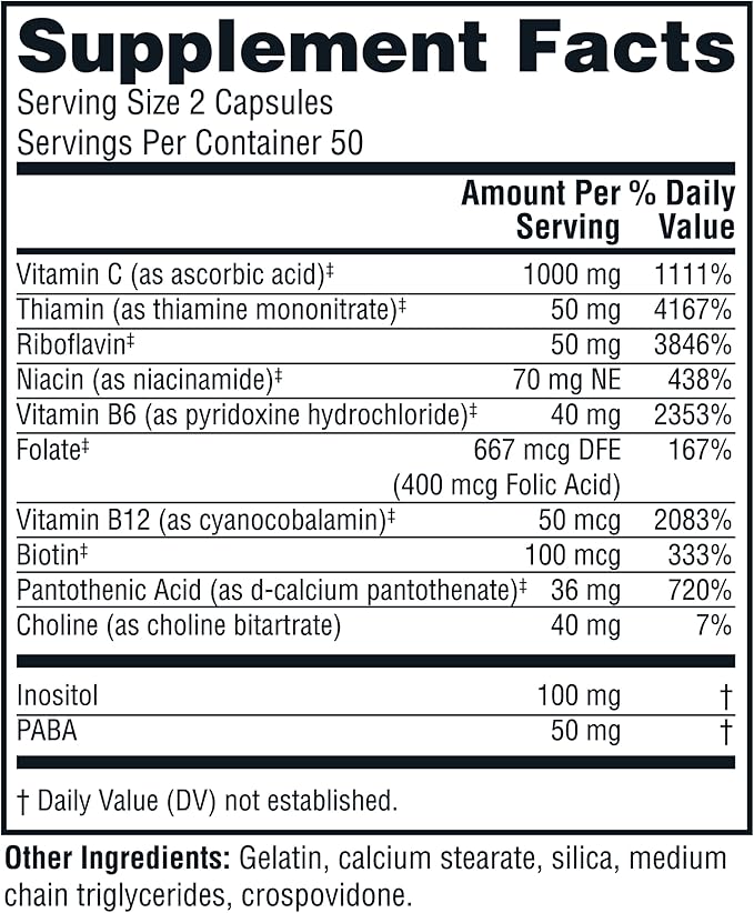 Twinlab Stress B-Complex Caps 1000 mg B12 and B6-100 Capsules 2)