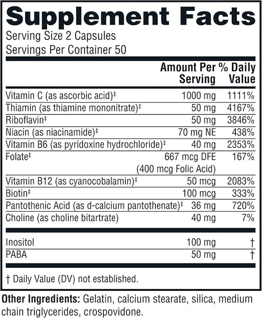 Twinlab Stress B-Complex Caps 1000 mg B12 and B6-100 Capsules 2)