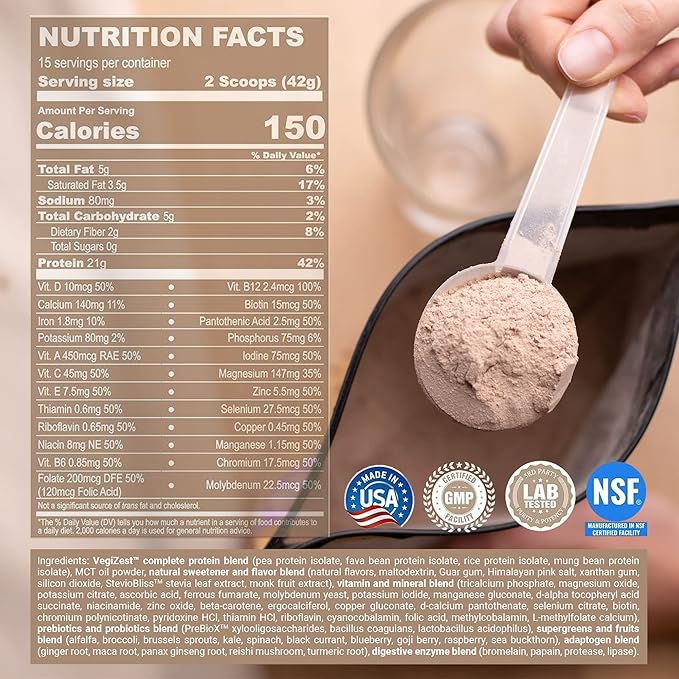 UpNourish Vanilla Cookie Vegan Protein Powder, 15 Servings