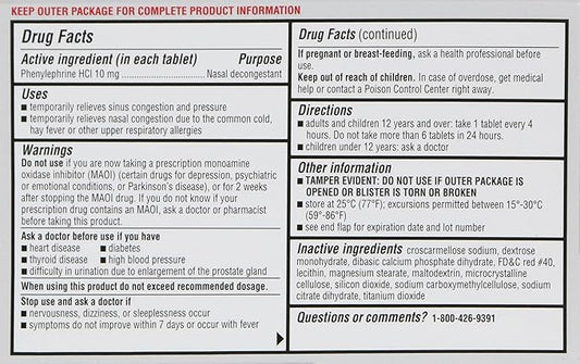 Rite Aid Sinus Pressure and Congestion 10mg - 36 Tablets