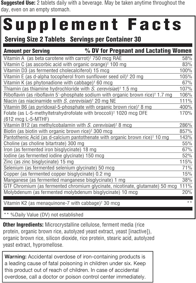 Innate Response Formulas Baby & Me Multivitamin B12 and D3 - 60 Tablets (30 Servings)
