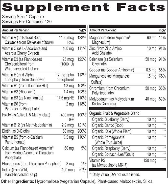 NATURELO Mens Multivitamins for Men 50+ 120 Vegetarian