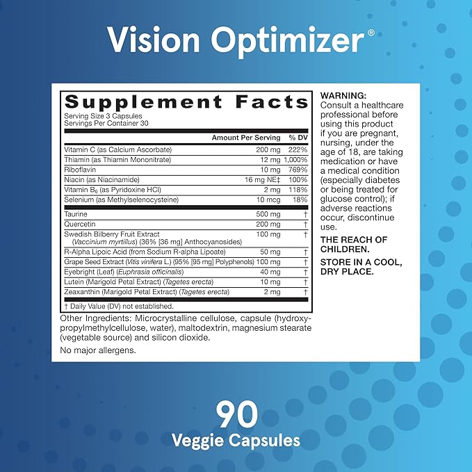 Jarrow Formulas Vision Optimizer, Dietary Supplement, 90 Capsules, 30 Day
