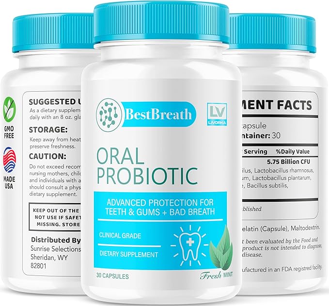 1 Pack - Best Breath - Best Breath Oral Probiotic, Best Breath Probiotic, Best Breath Pills, BestBreath, Best Breathe 30 Capsules For 1 Month, Best Breath Oral Probiotics For Mounth Bad Breath.
