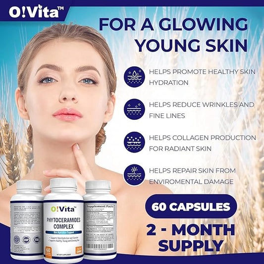 Phytoceramides Complex, Skin Repair and Rejuvenation, Anti-Aging Support, Plant-derived Ceramides, with Vitamins C, B-6, and B-12, 2-Month Supply (60 Non-GMO Liquid Capsules)
