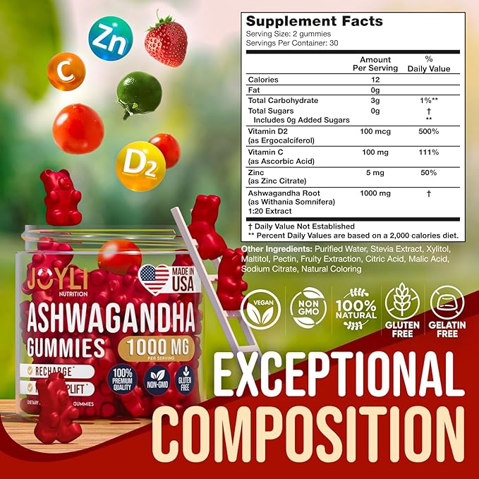 Ashwagandha Gummies for Women & Men 60 Vegan