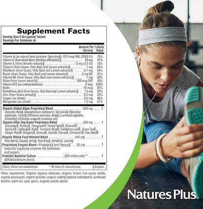 NaturesPlus Ultra Juice Green - 90 Bi-Layered Tablets, Pack of 2 - Supports Immune Health, Digestion & Energy Production - Organic, Non-GMO, Vegan, Gluten Free - 90 Total Servings